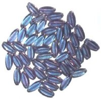50 16x6mm Transparent Montana Blue Lustre Narrow Flat Oval Beads